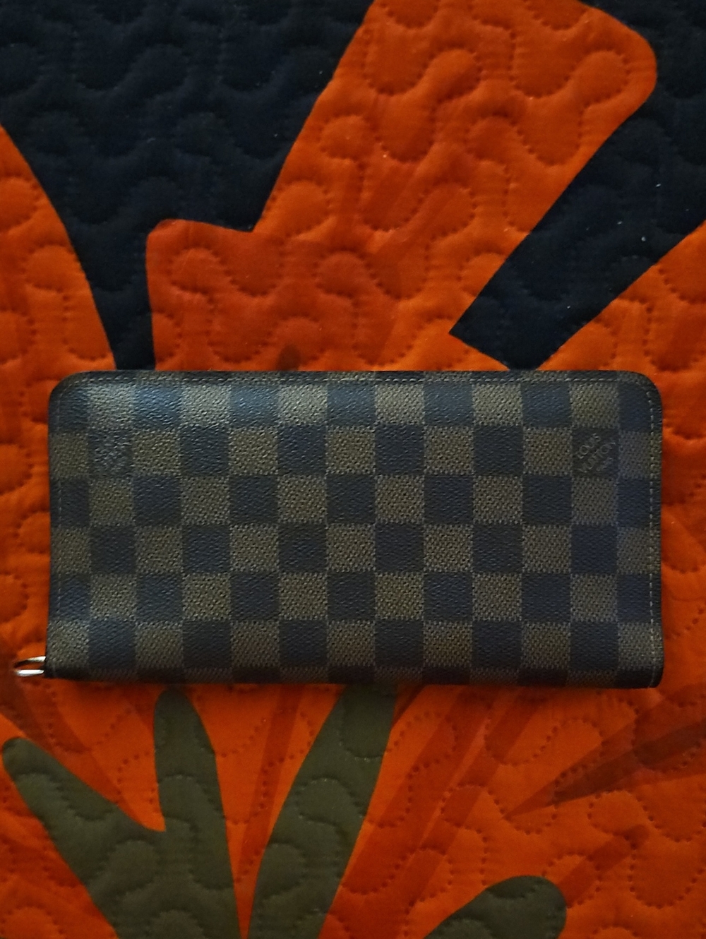 Brown Checkered Snap Clutch Wallet